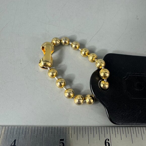 Coach Extra Large Black Leather Fob with Gold-tone Ball Chain - Picture 2 of 6